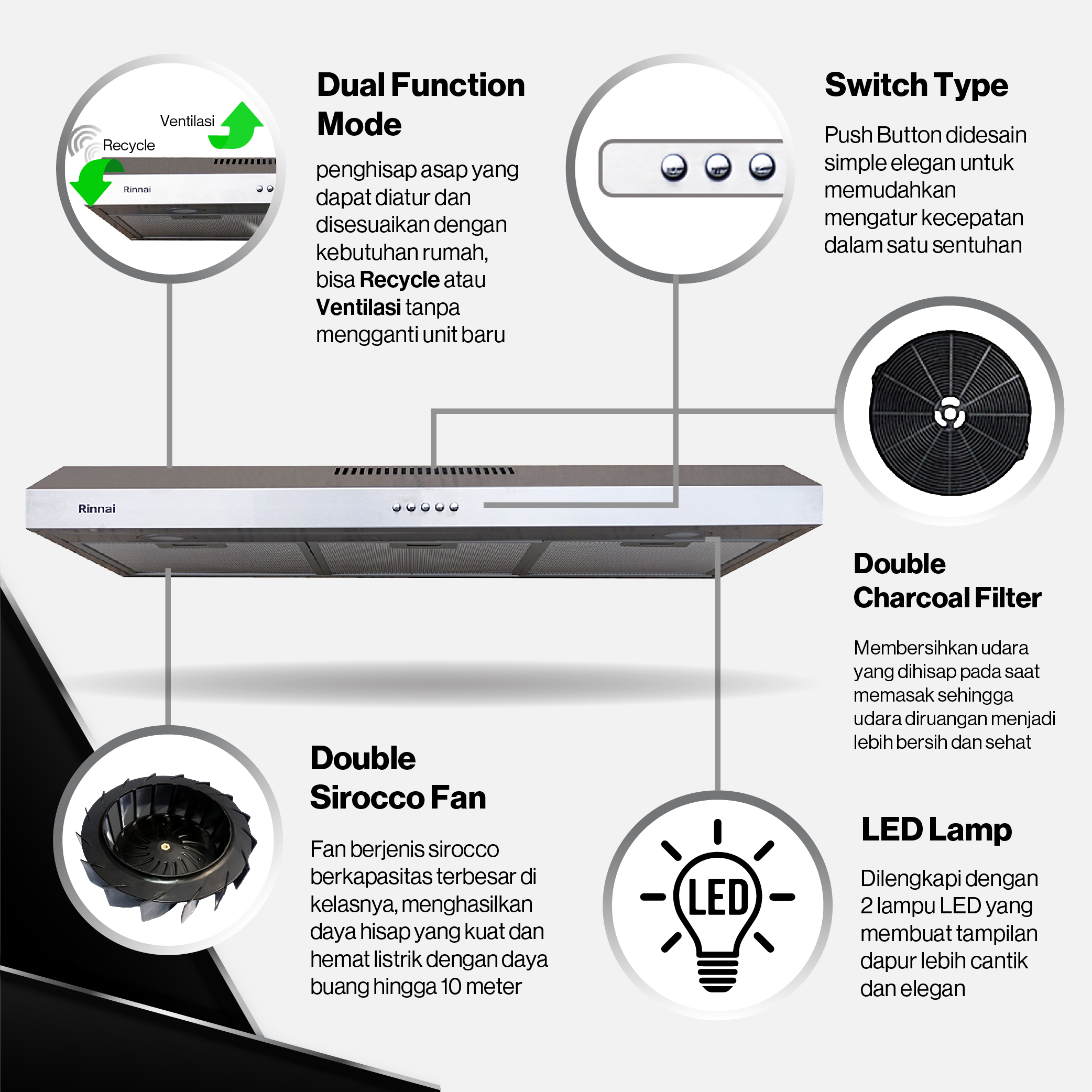 Rinnai Cooker Hood - RH229SS